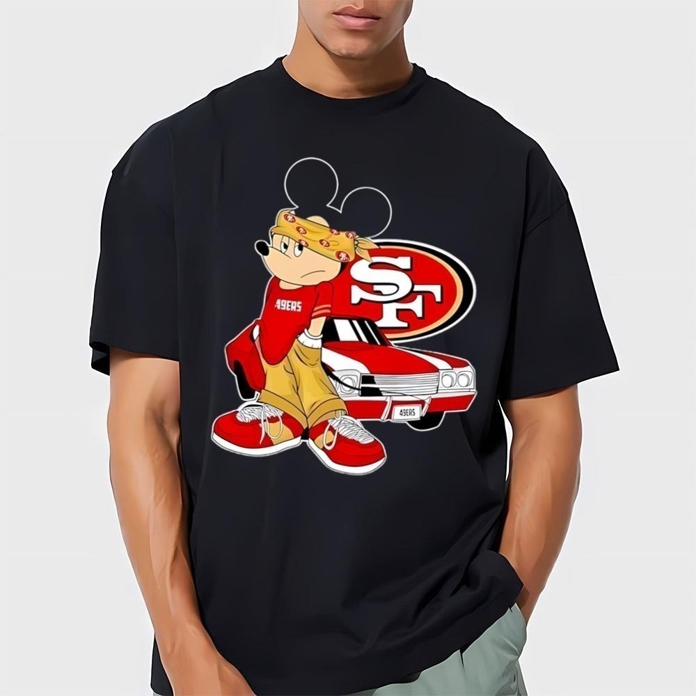 Gangster Mickey Mouse San Francisco 49Ers With Car Shirt